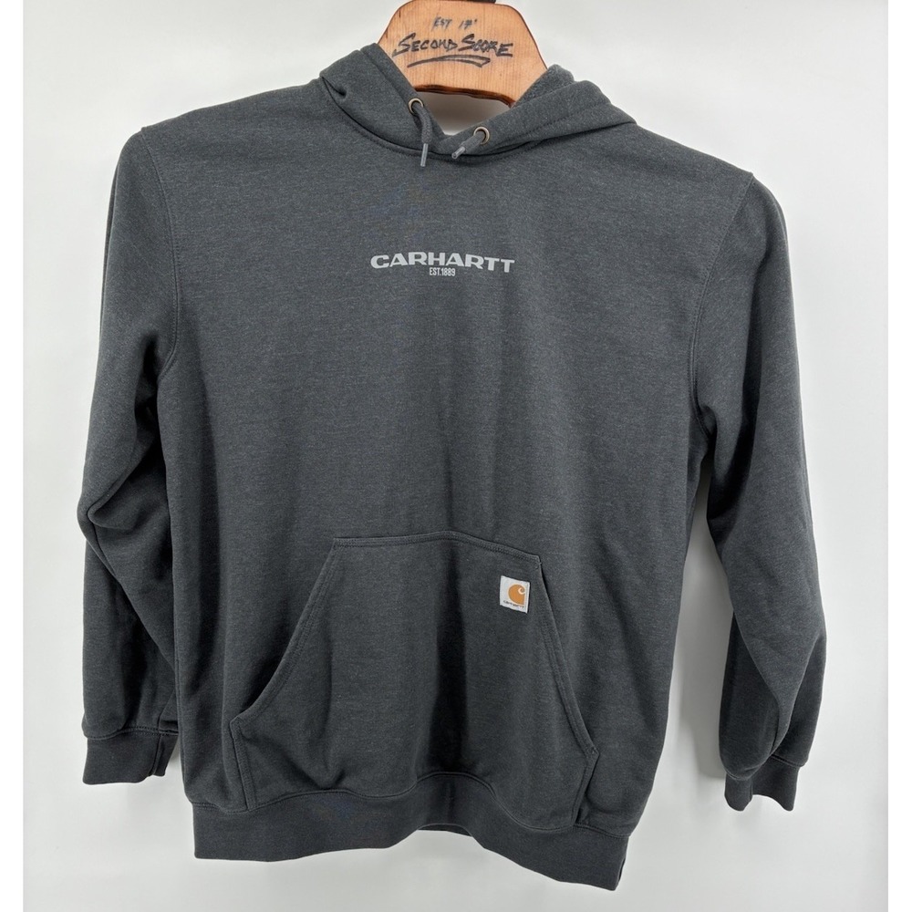 Carhartt Rain Defender Hoodie‎ Large Charcoal Loose Fit Pullover Workwear TS7031 - Picture 2 of 8